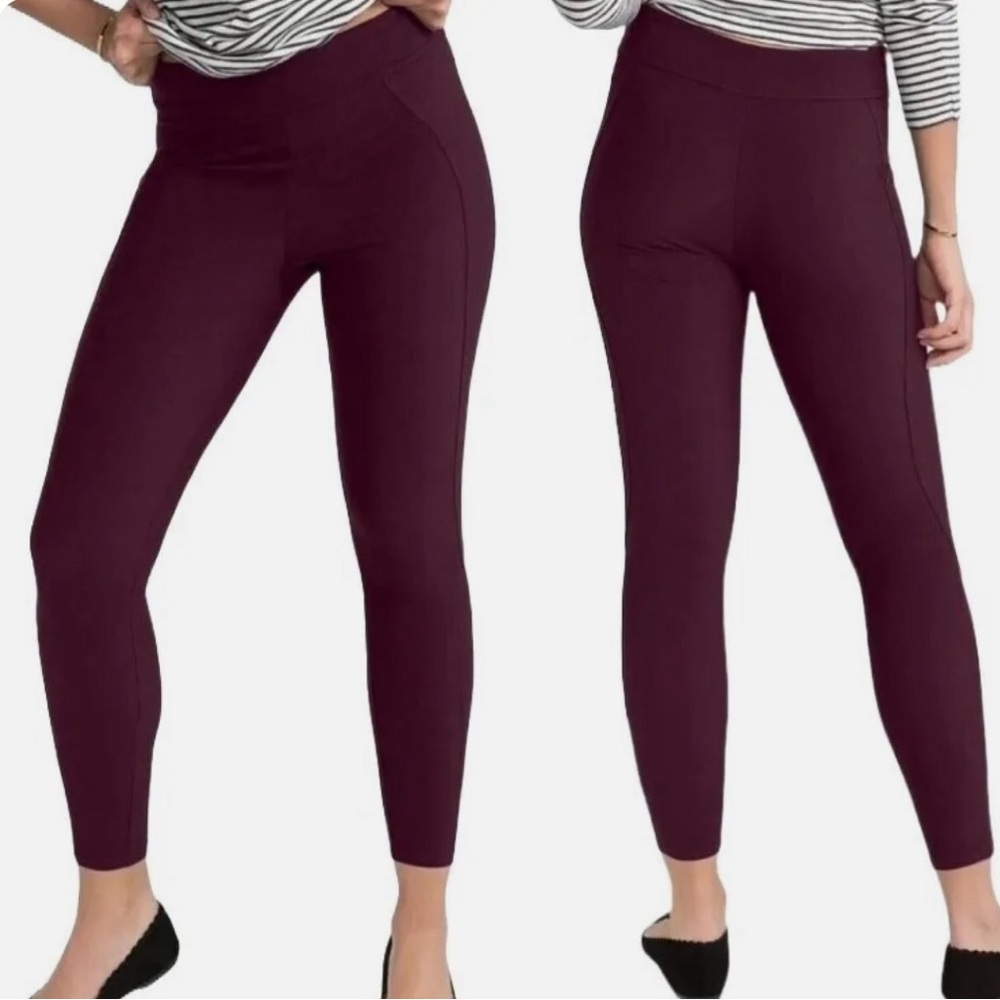 SPANX Wine Micro Ribbed High Rise Leggings Small Compression Shaping - Picture 5 of 7